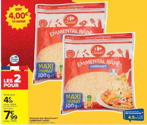 Carrefour - Emmental Rape offre à 4,09€ sur Carrefour Market