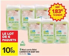 Carrefour - Maxi Carrés Bébé Baby Bio offre à 10,99€ sur Carrefour Drive