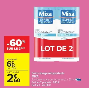 Mixa - Soins Visage Réhydratants offre à 6,5€ sur Carrefour Drive