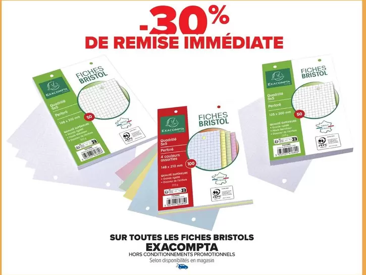 Exacompta - Sur Toutes Les Fiches Bristols offre sur Carrefour Drive