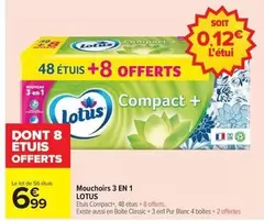 Lotus - Mouchoirs 3 En 1 offre à 6,99€ sur Carrefour Drive