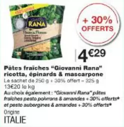 Giovanni Rana - Pâtes Fraîches Ricotta, Épinards & Mascarpone offre à 4,29€ sur Monop'