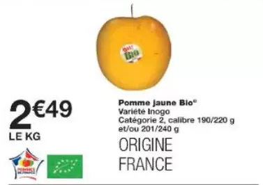 Pomme Jaune Bio offre à 2,49€ sur Monop'