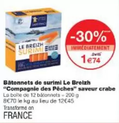 Compagnie Des Pêches - Batonnets De Surimi Le Breizh offre à 1,74€ sur Monop'