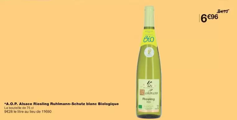 Ruhlmann-Schutz - A.O.P. Alsace Riesling Blanc Biologique offre à 6,96€ sur Monop'