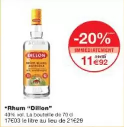 Dillon - Rhum offre à 11,92€ sur Monop'