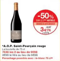 A.o.p. Saint-Pourçain Rouge offre à 3,74€ sur Monop'