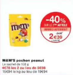 M&M's - Pochon Peanut offre à 2,39€ sur Monop'