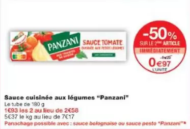 Panzani - Sauce Cuisinée Aux Légumes offre à 0,97€ sur Monop'