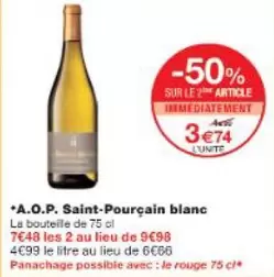 A.o.p. Saint-Pourçain Blanc offre à 3,74€ sur Monop'