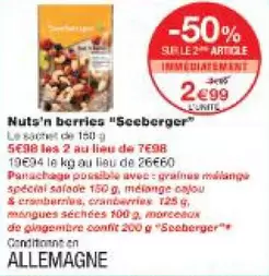 Seeberger - Nuts'n Berries offre à 3,99€ sur Monop'