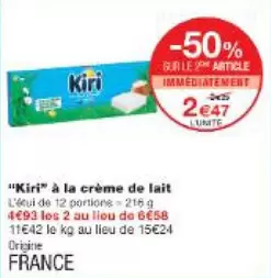 Kiri - A La Crème De Lait offre à 2,47€ sur Monop'