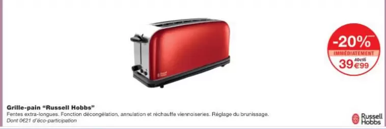 Russell Hobbs - Grille-Pain offre à 39,99€ sur Monop'