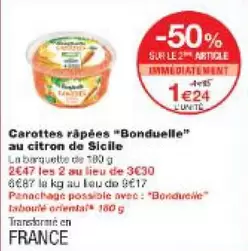 Bonduelle - Carottes Rapees Au Citron De Sicilie offre à 1,24€ sur Monop'
