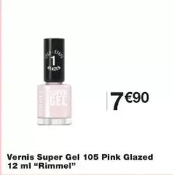Rimmel - Vernis Super Gel 105 Pink Glazed 12 ml offre à 7,9€ sur Monop'