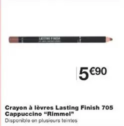 Rimmel - Crayon À Lèvres Lasting Finish 705 Cappuccino offre à 5,9€ sur Monop'