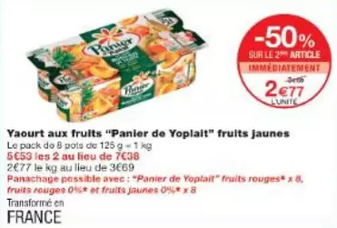 Panier De Yoplait - Yaourt Aux Fruits Fruits Jaunes offre à 2,77€ sur Monop'