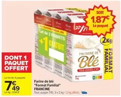 TOUS - Farine De Blé "Format Familial" offre à 7,49€ sur Carrefour Express