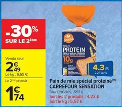 Carrefour - Pain De Mie Spécial Protéiné offre à 2,49€ sur Carrefour Express