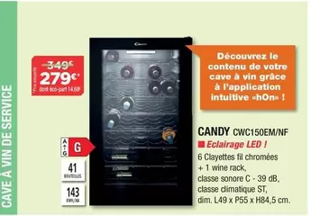 Candy - Cave À Vin De Service CWC150EM/NF offre à 279€ sur Copra