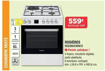 Rosières - Cuisinière Mixte RGE660CMW/E offre à 559€ sur Copra