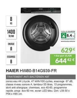 Haier - HW80-B14G939-FR offre à 629€ sur Copra