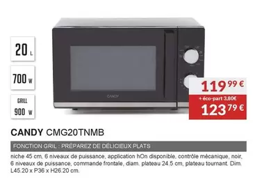 Candy - Micro-Ondes Grill CMG20TNMB  offre à 123,79€ sur Copra