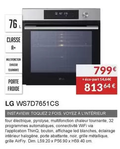 LG - Four Pyrolyse WS7D7651CS  offre à 799€ sur Copra