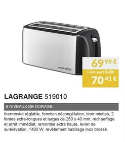 Lagrange - 519010 offre à 69,99€ sur Copra