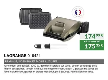 Lagrange - Gaufrier 019424 offre à 174,99€ sur Copra