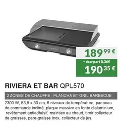 Riviera Et Bar - Plancha Électrique QPL570  offre à 189,99€ sur Copra