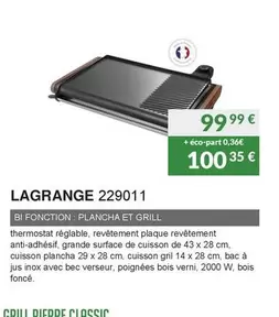 Lagrange - Plancha Électrique 229011 offre à 99,99€ sur Copra
