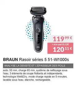 Braun - Rasoir Séries 5 51-W1000s offre à 119,99€ sur Copra