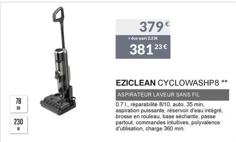 Eziclean - CYCLOWASHP8  offre à 379€ sur Copra