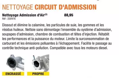 Nettoyage Circuit D'admission offre à 88,95€ sur Autobacs