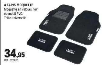 4 Tapis Moquette offre à 34,95€ sur Autobacs