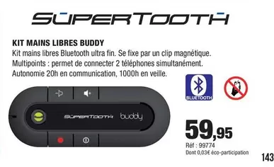 Kit Mains Libres Buddy offre à 59,95€ sur Autobacs
