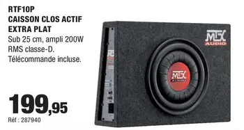 Mtx - RTF10P Caisson Clos Actif Extra Plat offre à 199,95€ sur Autobacs