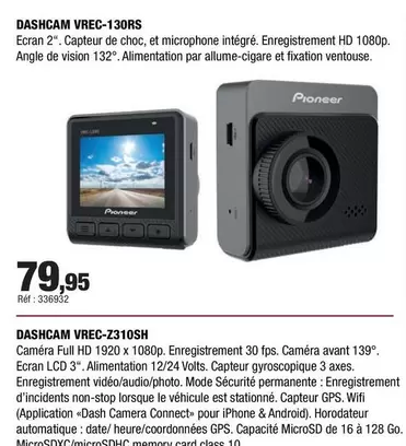 Pioneer - Dashcam Vrec-130RS offre à 79,95€ sur Autobacs