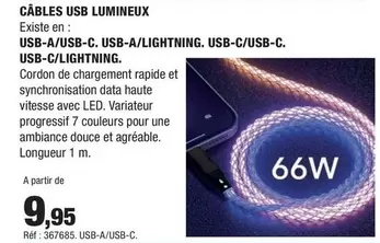 Câbles Usb Lumineux offre à 9,95€ sur Autobacs