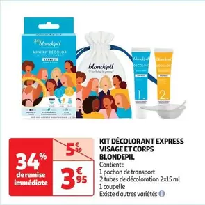 Blondépil - Kit Décolorant Express Visage Et Corps offre à 3,95€ sur Auchan Hypermarché