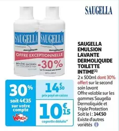 Saugella - Emulsion Lavante Dermoliquide Toilette Intime offre à 14,5€ sur Auchan Hypermarché