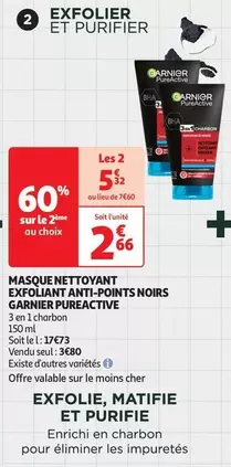 Garnier - Masque Nettoyant Exfoliant Anti-Points Noirs Pureactive  offre à 2,66€ sur Auchan Hypermarché
