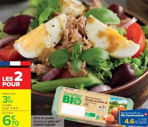 Carrefour - Œufs De Poules Élevées En Plein Air offre à 3,59€ sur Cora