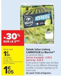 Carrefour - Salade Laitue Iceberg offre à 1,5€ sur Cora