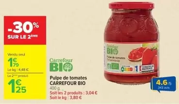 Carrefour - Pulpe De Tomates Bio offre à 1,79€ sur Cora