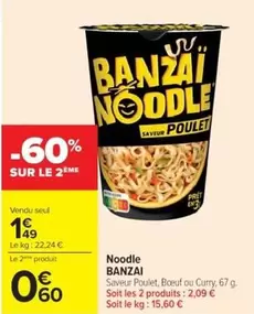 Banzai - Noodle offre à 1,49€ sur Cora
