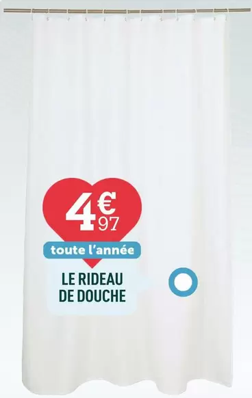 Le Rideau De Douche offre à 4,97€ sur Centrakor