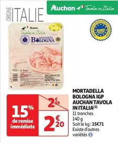 Auchan - Mortadella Bologna Igp Tavola In Italia offre à 2,2€ sur Auchan Hypermarché