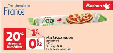 Auchan - Pâte À Pizza offre à 0,92€ sur Auchan Hypermarché